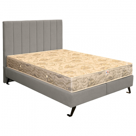 Pat dublu tapițat boxspring Columbia cu picioare, gri deschis, 160/200 [1]