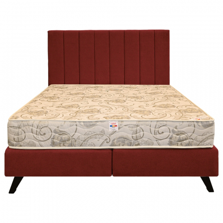 Paturi Boxspring - Pat dublu tapițat boxspring Columbia cu picioare, rosu, 140/200