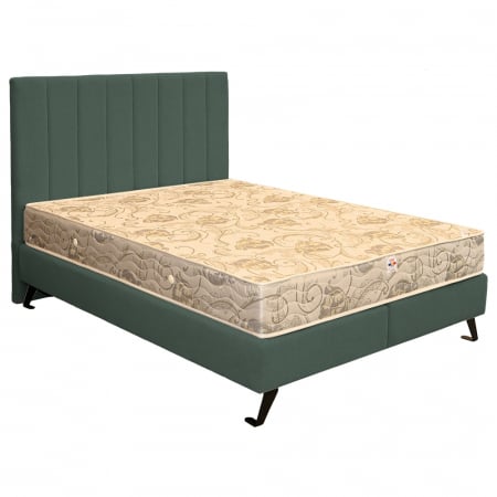 Pat dublu tapițat boxspring Columbia cu picioare, verde, 140/200 [1]