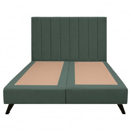 Pat dublu tapițat boxspring Columbia cu picioare, verde, 140/200 [2]
