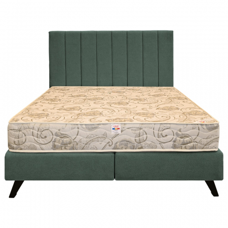 Paturi Boxspring - Pat dublu tapițat boxspring Columbia cu picioare, verde, 160/200