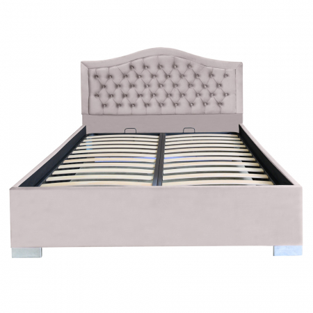 Pat dublu tapitat model Arizona cu picioare 120/200 cm culoare crem cu somiera metalica fixa [1]