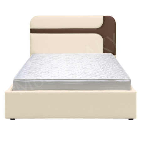 Pat dublu tapitat Valento 160/200, boucle crem+ catifea cappuccino, cu lada de depozitare si somiera metalica rabatabila [1]