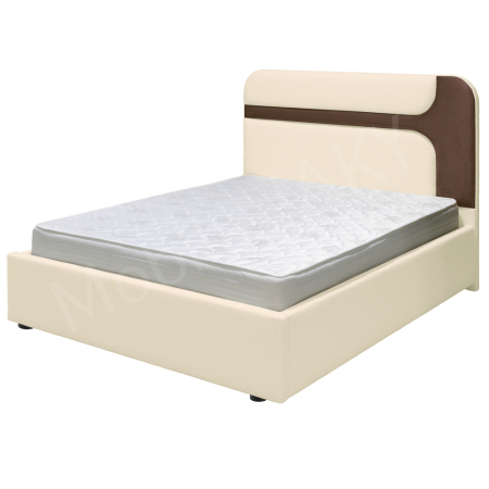 Magazin - Pat dublu tapitat Valento 160/200, boucle crem+ catifea cappuccino, cu lada de depozitare si somiera metalica rabatabila