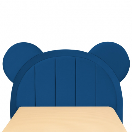 Pat pentru copii tapitat Mickey 100/200 cm,albastru  cu somiera metalica rabatabila si spatiu de depozitare [4]