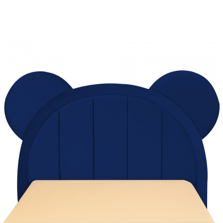Pat pentru copii tapitat Mickey 100/200 cm,bleumarin cu somiera metalica rabatabila si spatiu de depozitare [4]