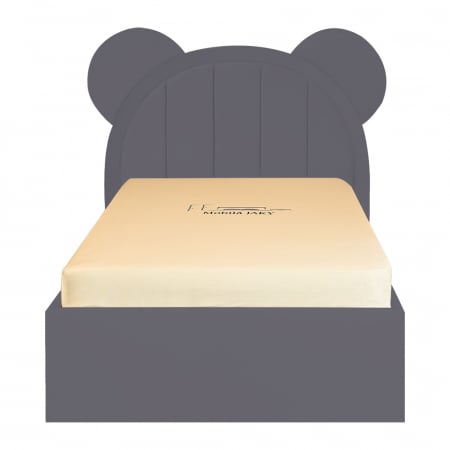 Paturi copii - Pat pentru copii tapitat Mickey 100/200 cm,gri inchis cu somiera metalica rabatabila si spatiu de depozitare