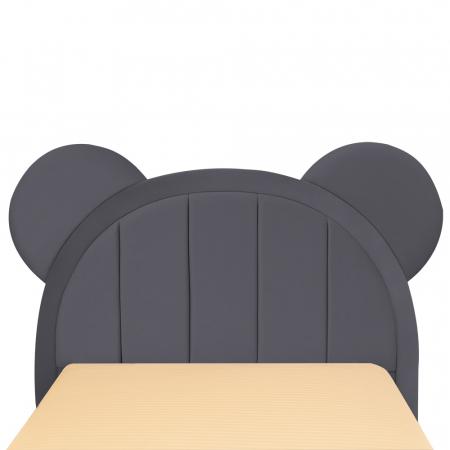 Pat pentru copii tapitat Mickey 100/200 cm,gri inchis cu somiera metalica rabatabila si spatiu de depozitare [4]