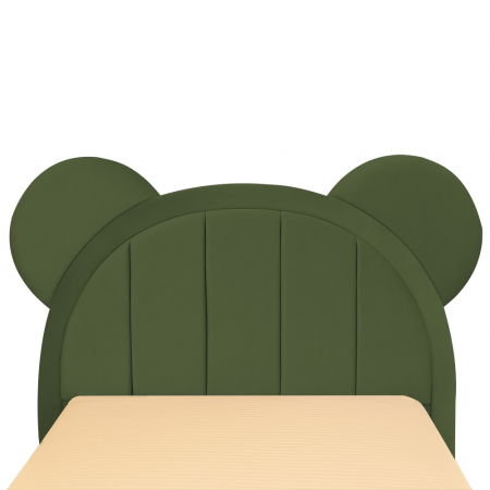 Pat pentru copii tapitat Mickey 120/200 cm, kaki cu somiera metalica rabatabila si spatiu de depozitare [4]