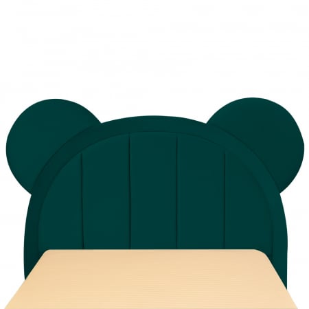 Pat pentru copii tapitat Mickey 140/200 cm, verde  cu somiera metalica rabatabila si spatiu de depozitare [4]