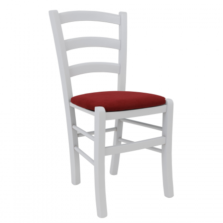 Scaune bucatarie - Scaun Paesana, cadru fag, culoare alb, material stofa K4 rosu