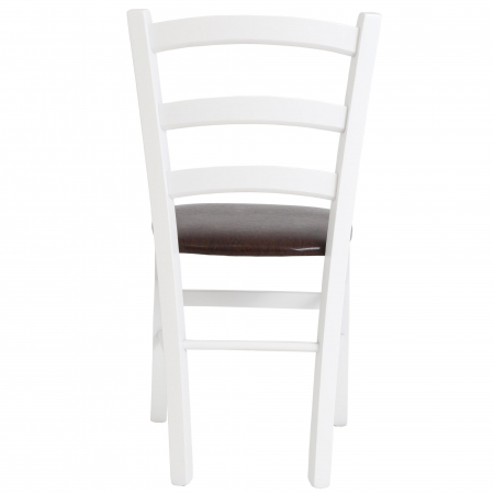 Scaun Paesana, cadru fag, culoare alb, material piele ecologica maro [2]