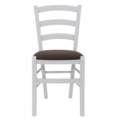 Scaun Paesana, cadru fag, culoare alb, material stofa S04 maro [1]