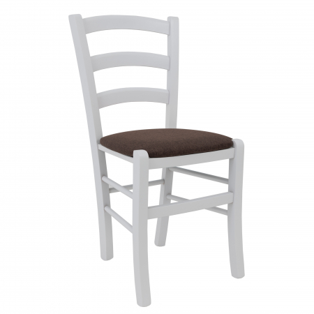 Scaune bucatarie - Scaun Paesana, cadru fag, culoare alb, material stofa S04 maro