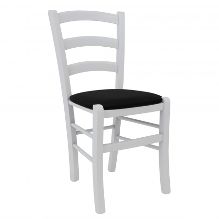Scaune bucatarie - Scaun Paesana, cadru fag, culoare alb, material stofa S14 negru