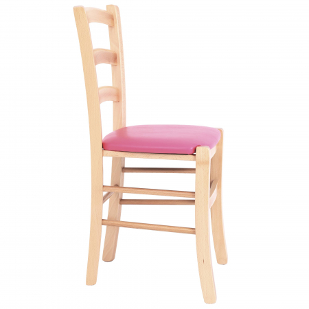 Scaun Paesana, cadru fag, material piele ecologica roz [1]