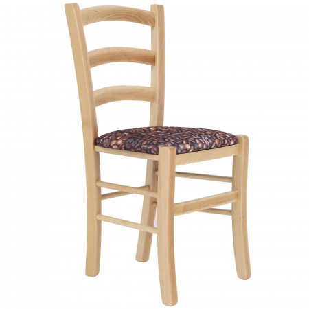 Scaune bucatarie - Scaun Paesana, cadru fag, material stofa print cafea