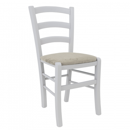 Scaune bucatarie - Scaun Paesana, cadru fag, culoare alb, material stofa E04 crem