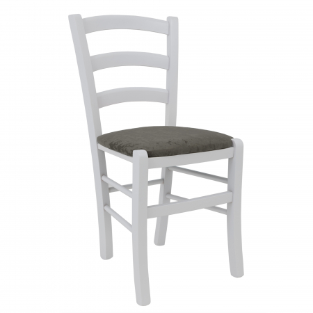 Scaune bucatarie - Scaun Paesana, cadru fag, culoare alb, material stofa E30 gri