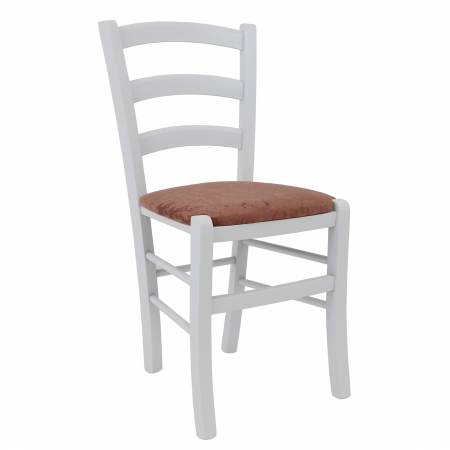 Scaune bucatarie - Scaun Paesana, cadru fag, culoare alb, material stofa E45 roz