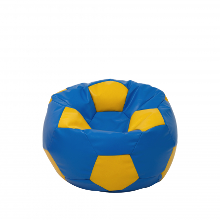 Fotolii Puf - Baby Ball - fotoliu puf - imitatie piele albastru/galben