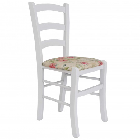 Fara Categorie - Scaun Paesana, cadru fag, culoare alb, material stofa print vintage