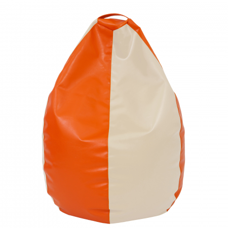 Magazin - Mara - fotoliu puff - imitatie piele - portocaliu/crem