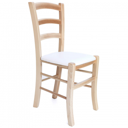 Magazin - Scaun Paesana, cadru fag, material piele ecologica alb