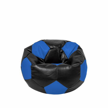 Fotolii Puf - Baby Ball - fotoliu puf - imitatie piele negru/albastru