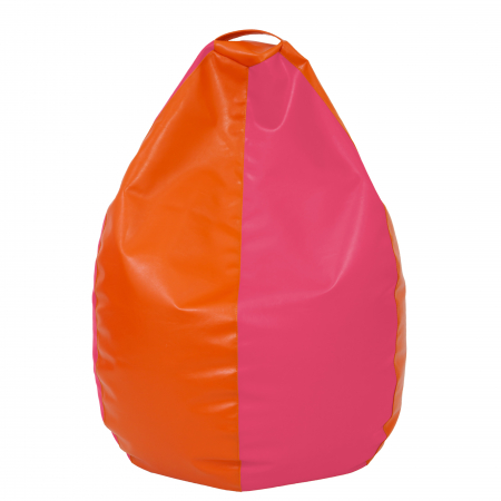 Noutăți - Mara - fotoliu puff - imitatie piele - portocaliu/roz