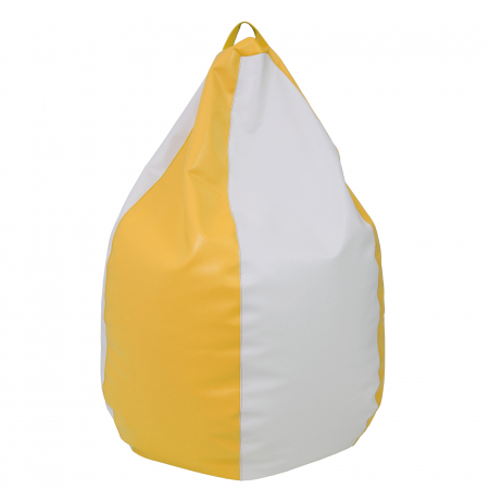 Magazin - Mara - fotoliu puff - imitatie piele - galben/alb