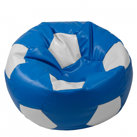 Magazin - Mega Ball - fotoliu puf - imitatie piele albastru/alb