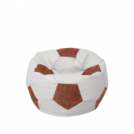 Fotolii Puf - Baby Ball - fotoliu puf - imitatie piele alb/cognac