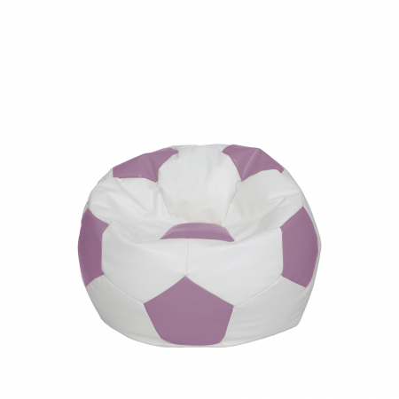 Fotolii Puf - Baby Ball - fotoliu puf - imitatie piele alb/mov