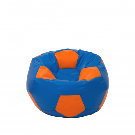 Fotolii Puf - Baby Ball - fotoliu puf - imitatie piele albastru/portocaliu