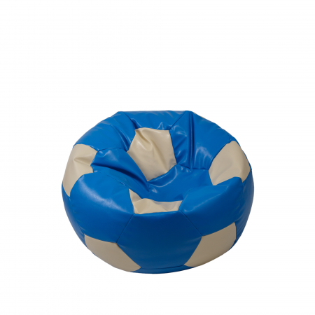 Fotolii Puf - Baby Ball - fotoliu puf - imitatie piele albastru/crem