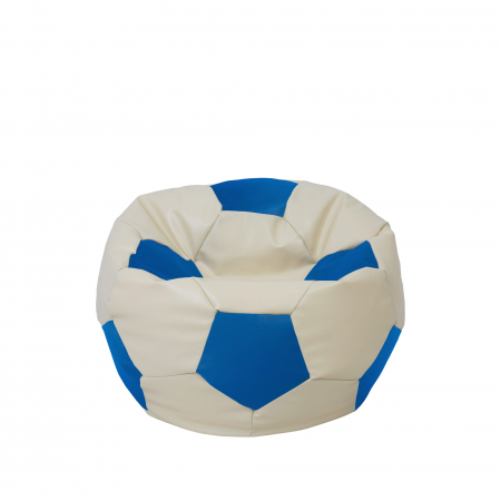 Fotolii Puf - Baby Ball - fotoliu puf - imitatie piele crem/albastru