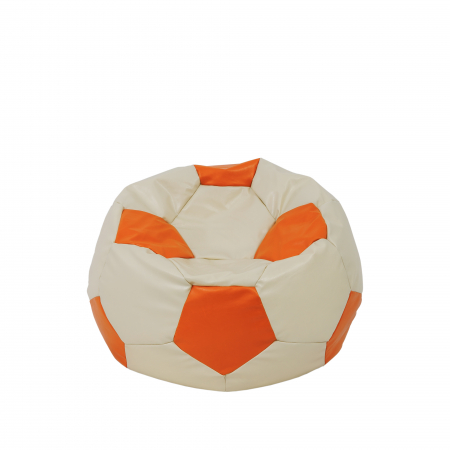Fotolii Puf - Baby Ball - fotoliu puf - imitatie piele crem/portocaliu