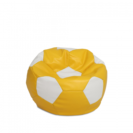 Fotolii Puf - Baby Ball - fotoliu puf - imitatie piele galben/alb