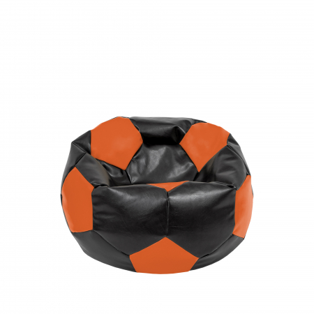 Fotolii Puf - Baby Ball - fotoliu puf - imitatie piele negru/portocaliu