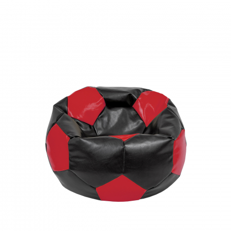 Fotolii Puf - Baby Ball - fotoliu puf - imitatie piele negru/rosu