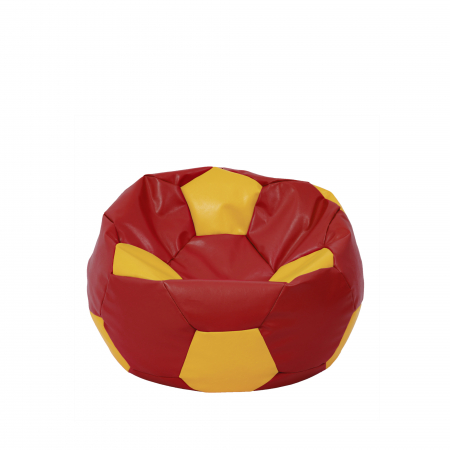 Fotolii Puf - Baby Ball - fotoliu puf - imitatie piele rosu/galben