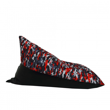 Magazin - Bean bag Relax - Camuflaj rosu - Imitatie piele negru