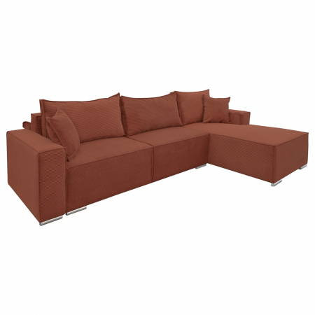 Canapele - Coltar extensibil Lincoln dreapta, cu lada de depozitare, 310*185*102 cm, caramiziu 52N