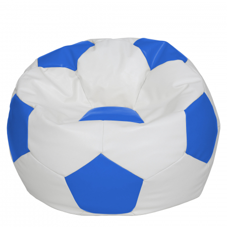 Magazin - Mega Ball - fotoliu puf - imitatie piele alb/albastru