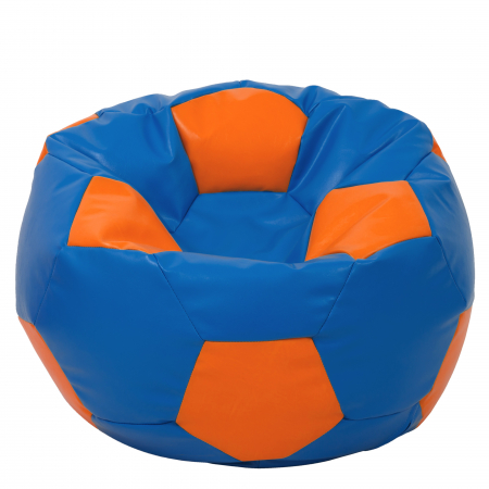 Magazin - Mega Ball - fotoliu puf - imitatie piele albastru/portocaliu