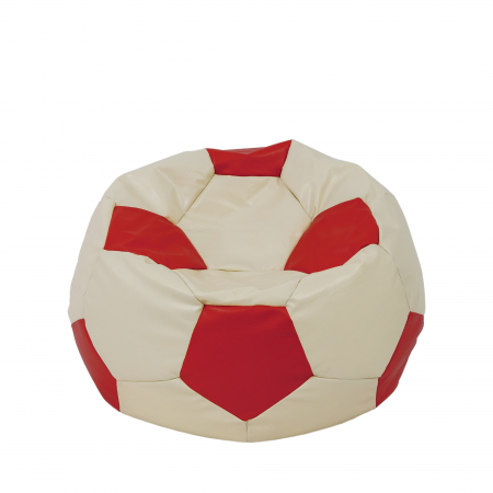 Magazin - Mondo Ball - fotoliu puf - imitatie piele - crem/rosu