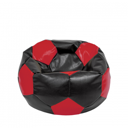 Magazin - Mondo Ball - fotoliu puf - imitatie piele - negru/rosu