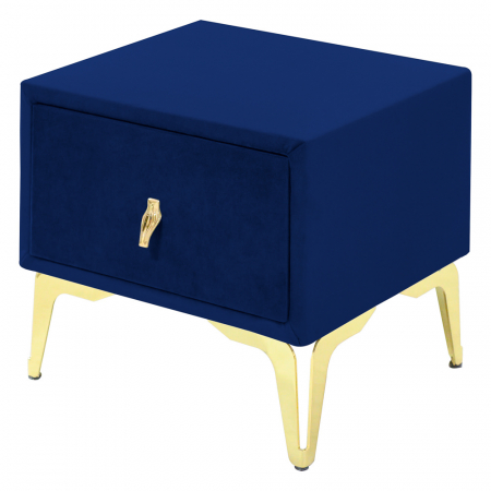 Noptiere - Noptiera tapitata albastru imperial, cu picioare aurii