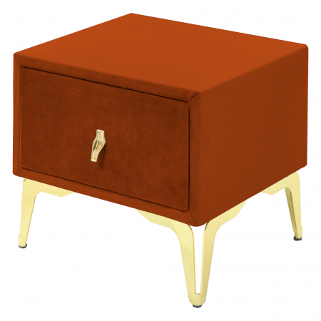 Noptiere - Noptiera tapitata caramiziu, cu picioare aurii